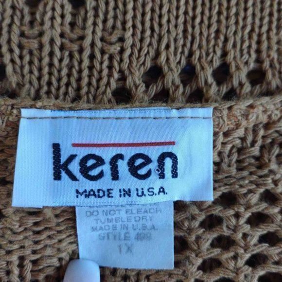 Vintage Keren Golden Wheat Open Knit Sweater Sz 1X - Picture 13 of 13